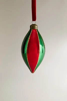 GLASS STRIPED DROPLET CHRISTMAS TREE ORNAMENT