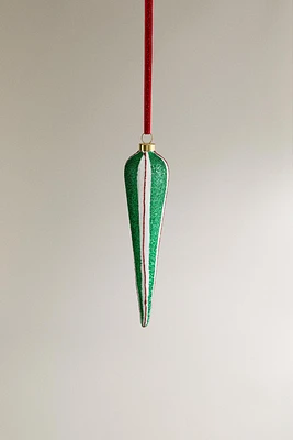 LONG DROPLET GLASS CHRISTMAS TREE ORNAMENT