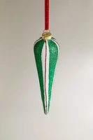 LONG DROPLET GLASS CHRISTMAS TREE ORNAMENT