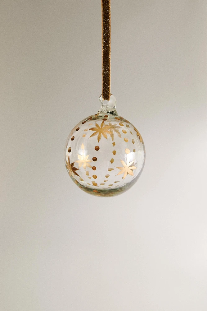 PAINTED GLASS BALL CHRISTMAS TREE ORNAMENT