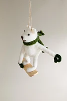 WOOL BEAR SNOWBOARD CHRISTMAS TREE ORNAMENT