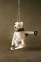 WOOL BEAR SNOWBOARD CHRISTMAS TREE ORNAMENT