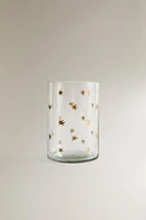 CHRISTMAS STARS GLASS TEALIGHT HOLDER