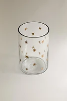 CHRISTMAS STARS GLASS TEALIGHT HOLDER