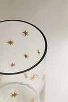 CHRISTMAS STARS GLASS TEALIGHT HOLDER