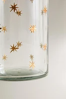 CHRISTMAS STARS GLASS TEALIGHT HOLDER