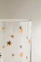 CHRISTMAS STARS GLASS TEALIGHT HOLDER