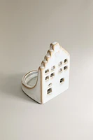 CHRISTMAS HOUSE CERAMIC TEALIGHT HOLDER