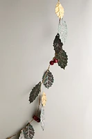 METAL CHRISTMAS LEAF GARLAND WITH LIGHT