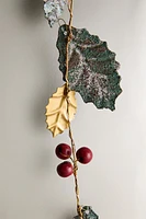 METAL CHRISTMAS LEAF GARLAND WITH LIGHT