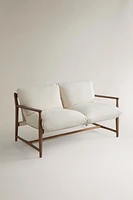 WOODEN COUCH AND CUSHION WITH REMOVABLE COVER