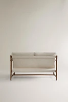 WOODEN COUCH AND CUSHION WITH REMOVABLE COVER