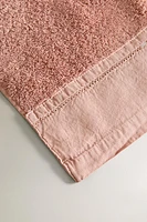 COTTON BATH TOWEL WITH LINEN BORDER