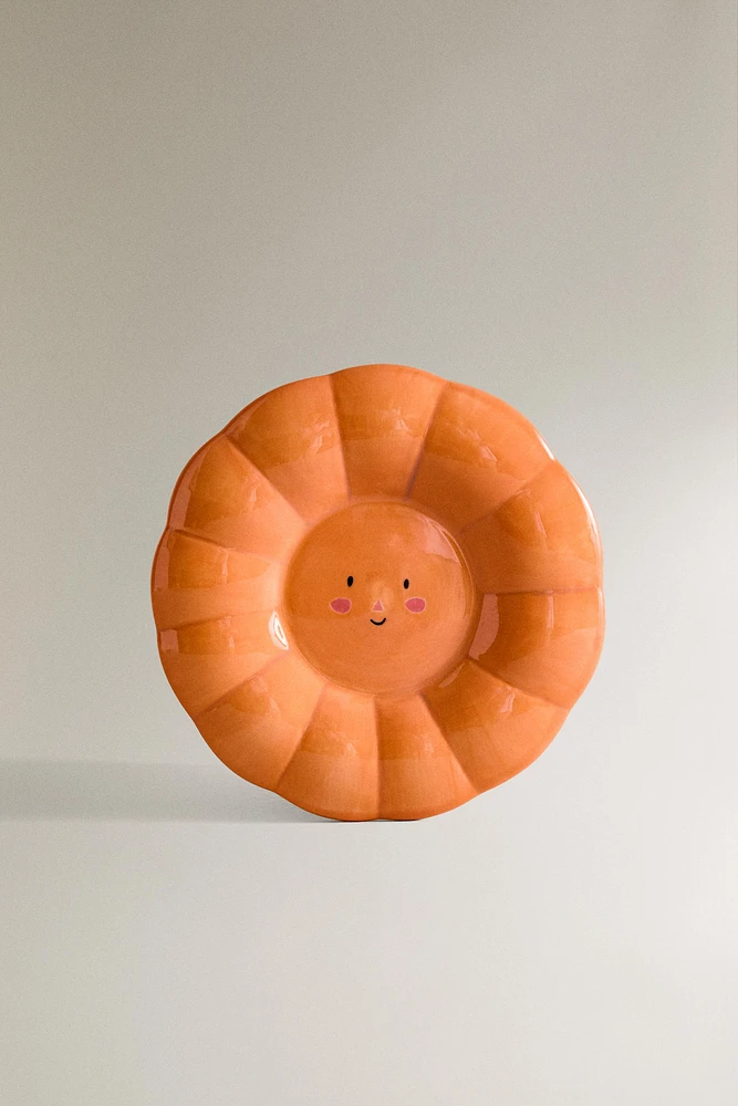 KID'S HALLOWEEN PUMPKIN CERAMIC PLATE