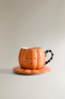 KID'S HALLOWEEN PUMPKIN CERAMIC PLATE