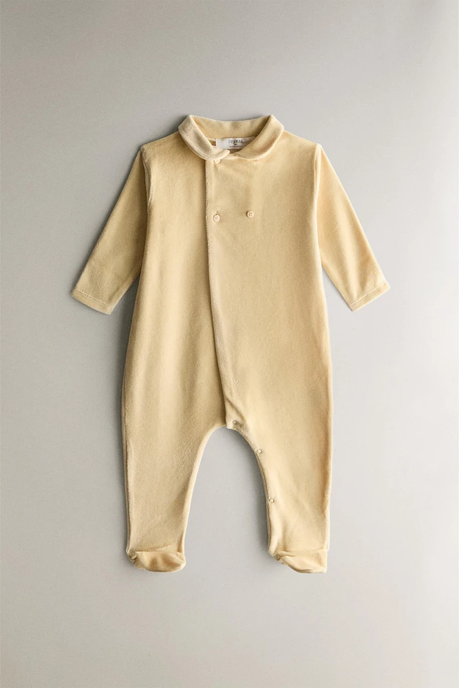 VELOUR CHILDREN’S FOOTED ROMPER