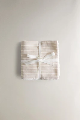 CHILDREN'S STRIPED MUSLIN MINI TOWEL (PACK OF 3)