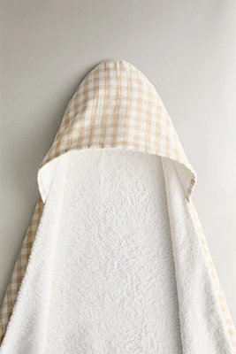 CHECK HOODED BABY TOWEL