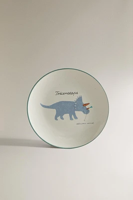 CHILDREN’S CERAMIC DINOSAUR PLATE