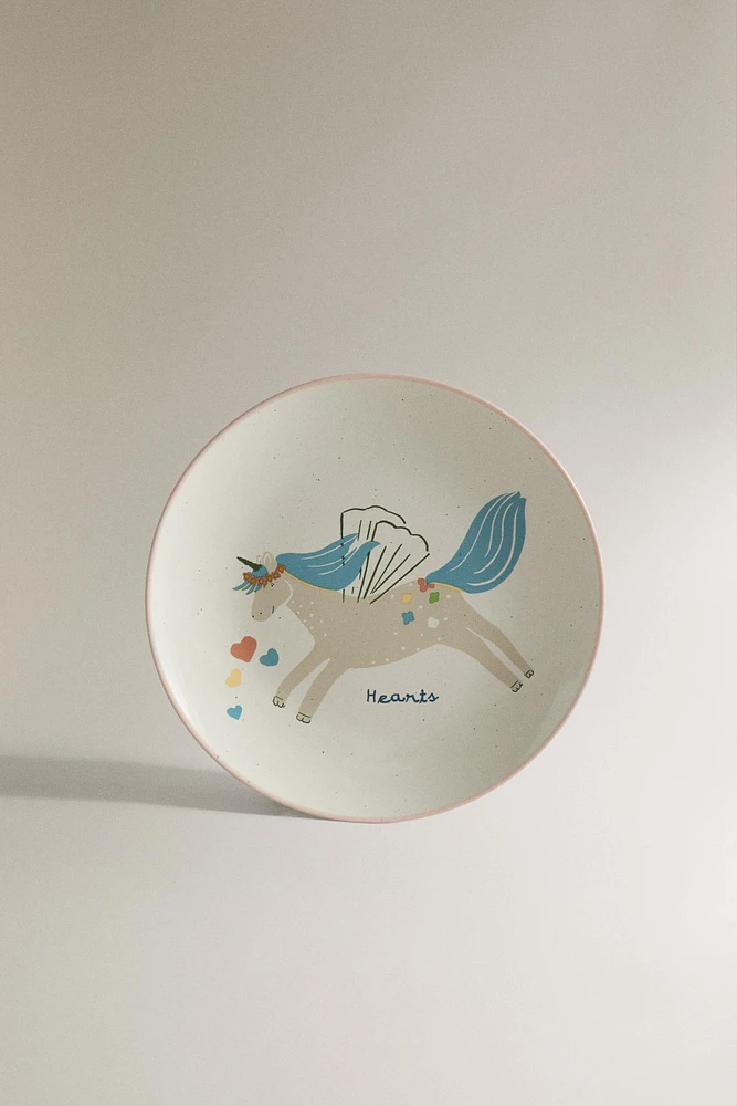 CHILDREN'S CERAMIC UNICORN PLATE