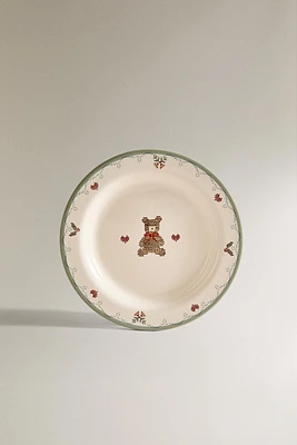 CHILDREN’S CHRISTMAS BEAR STONEWARE PLATE