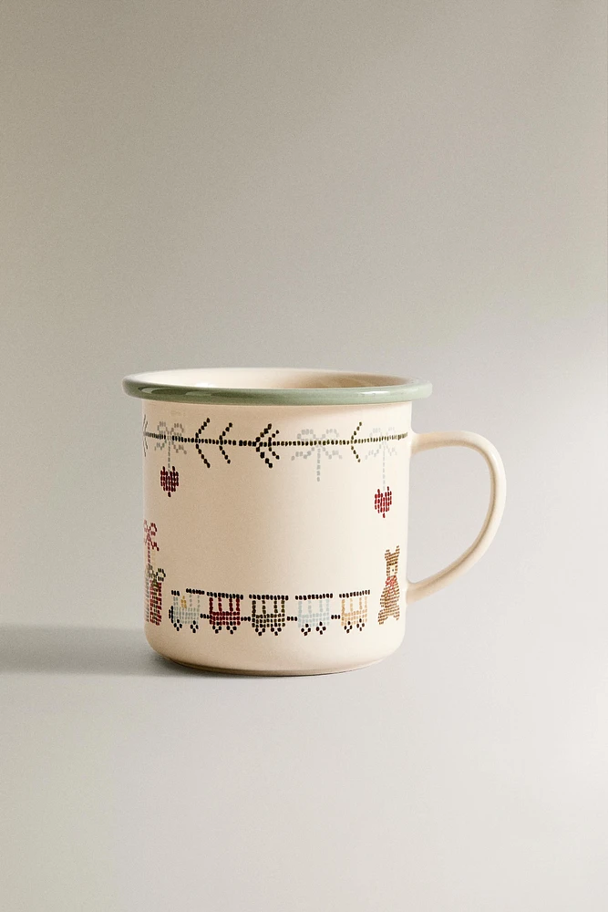 CHILDREN’S CHRISTMAS STONEWARE TRAIN MUG