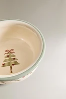 CHILDREN’S CHRISTMAS STONEWARE BOWL WITH STITCHING