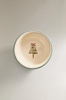 CHILDREN’S CHRISTMAS STONEWARE BOWL WITH STITCHING