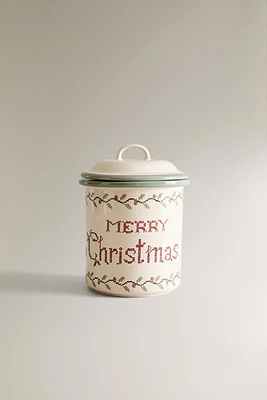 CHRISTMAS STONEWARE COOKIE JAR