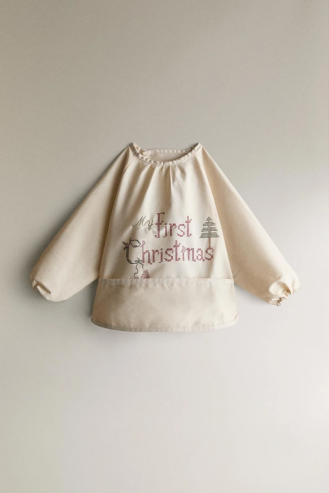 CHILDREN’S EMBROIDERED COTTON CHRISTMAS APRON