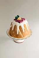 CHRISTMAS CAKE DISH WITH STAND AND CAKE LID