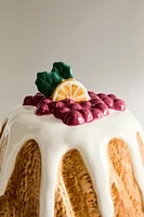 CHRISTMAS CAKE DISH WITH STAND AND CAKE LID