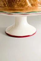 CHRISTMAS CAKE DISH WITH STAND AND CAKE LID