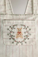 COTTON AND LINEN CHRISTMAS BEAR APRON