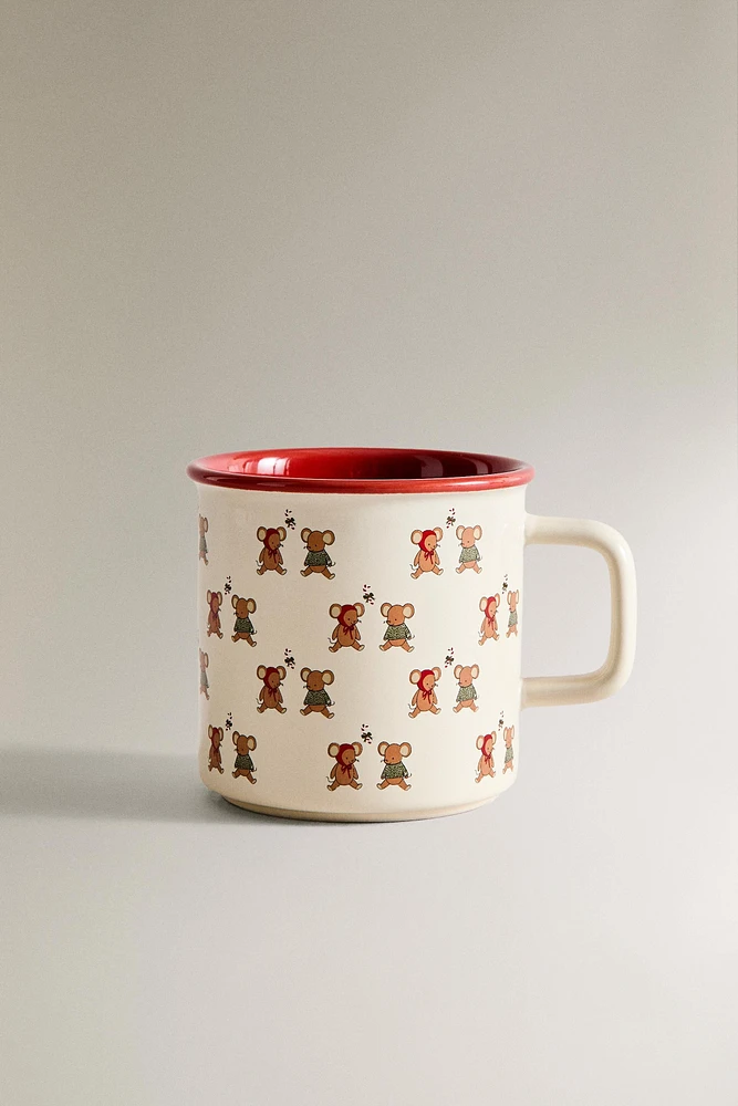 CHILDREN'S STONEWARE CHRISTMAS MOUSE MUG