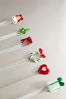 SET OF CHRISTMAS GLASS DESSERT SPOONS (SET OF 6)