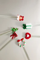 SET OF CHRISTMAS GLASS DESSERT SPOONS (SET OF 6)