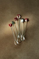 SET OF CHRISTMAS GLASS DESSERT SPOONS (SET OF 6)