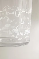 GLASS TUMBLER WITH CHRISTMAS PRINT TRANSFER