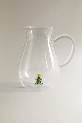 BOROSILICATE GLASS PITCHER WITH CHRISTMAS SNOWFLAKES