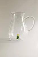 BOROSILICATE GLASS PITCHER WITH CHRISTMAS SNOWFLAKES