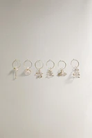 SET OF CHRISTMAS FIGURE GLASS CHARMS (SET OF 6