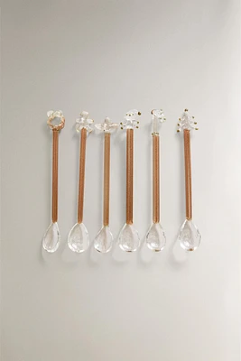 SET OF CHRISTMAS GLASS DESSERT SPOONS (SET OF 6