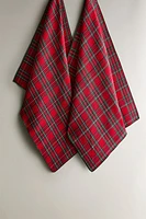 CHECK TARTAN WAFFLE-KNIT CHRISTMAS KITCHEN TOWELS (SET OF 2)