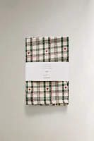 SET OF COTTON CHRISTMAS HEARTS KITCHEN TOWELS (SET OF 2)