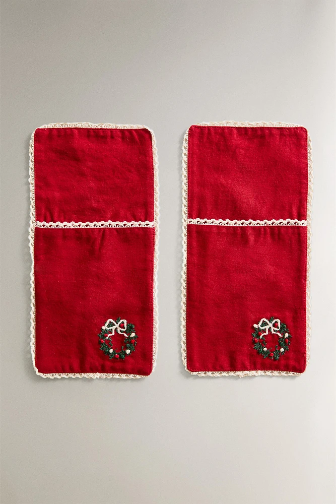 CHRISTMAS COTTON FLATWARE BAG