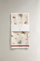 SET OF CHRISTMAS HOLLY PRINT KITCHEN TOWELS (SET OF 2)