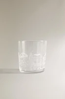 CHRISTMAS VILLAGE TRANSFER GLASS TUMBLER