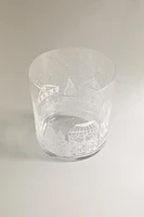 CHRISTMAS VILLAGE TRANSFER GLASS TUMBLER