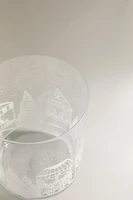 CHRISTMAS VILLAGE TRANSFER GLASS TUMBLER